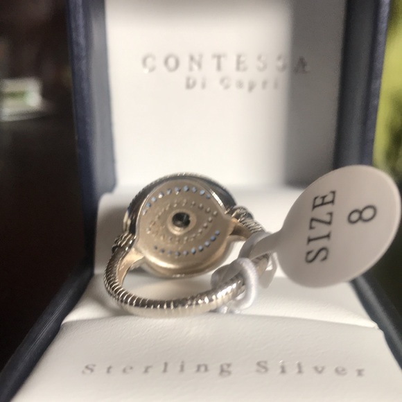 Evil Eye Ring-Sterling Silver cubic zirconia/blue stone w/ accents-NWT BOXED - Picture 10 of 12